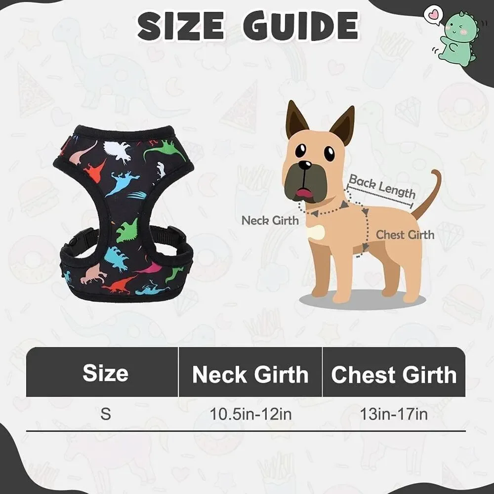 Small Dog Harness - No Pull & No Choke Dog Vest Harness w/ Neck Adjustable Cute